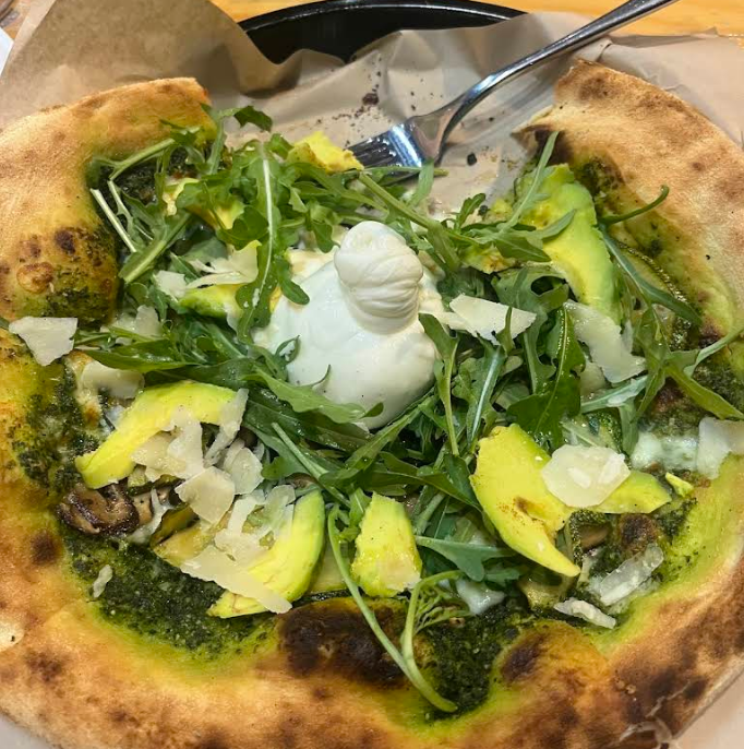Green pizza photo from Camelia's Google review